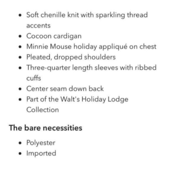 2021 Disney Parks Holiday Minnie Mouse Sweater Cardigan Soft Silver Chenille Med - Picture 11 of 11